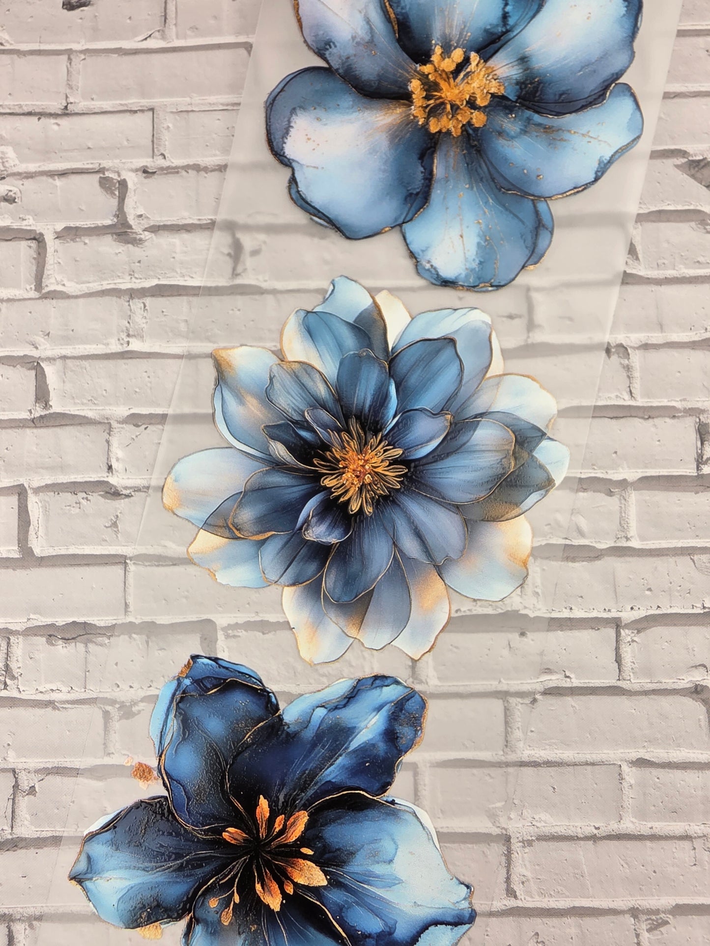 PET Tape 3D Stickerband Flowers petrol 7cm x 1,50m