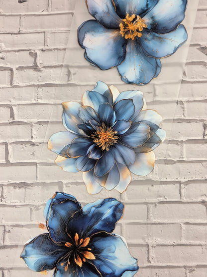 PET Tape 3D Stickerband Flowers petrol 7cm x 1,50m