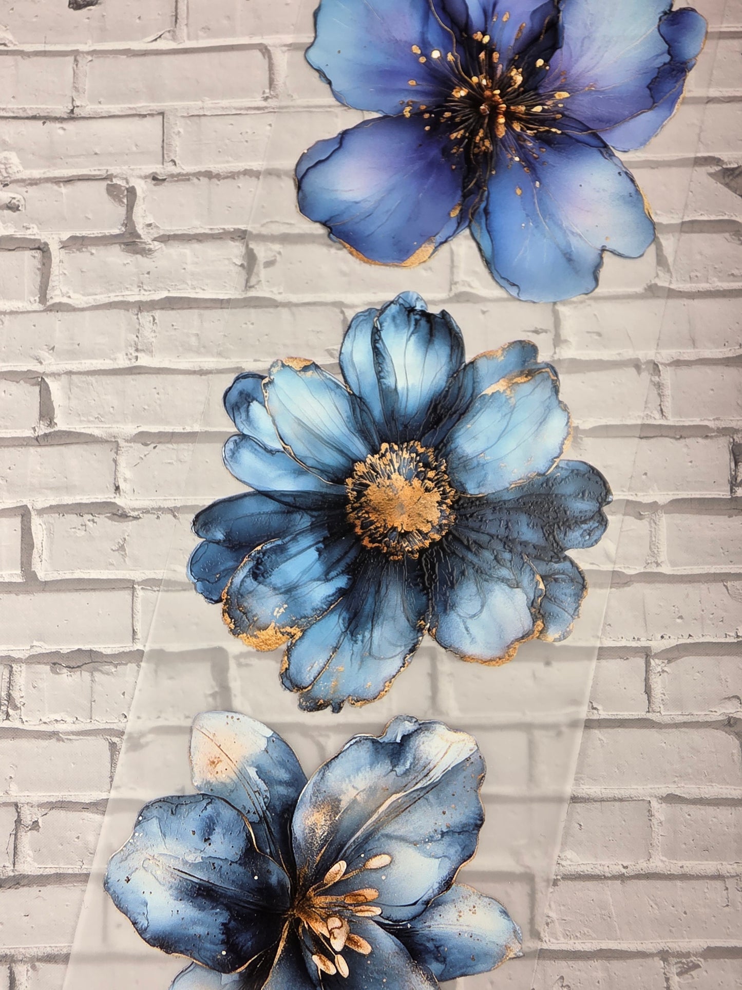 PET Tape 3D Stickerband Flowers petrol 7cm x 1,50m