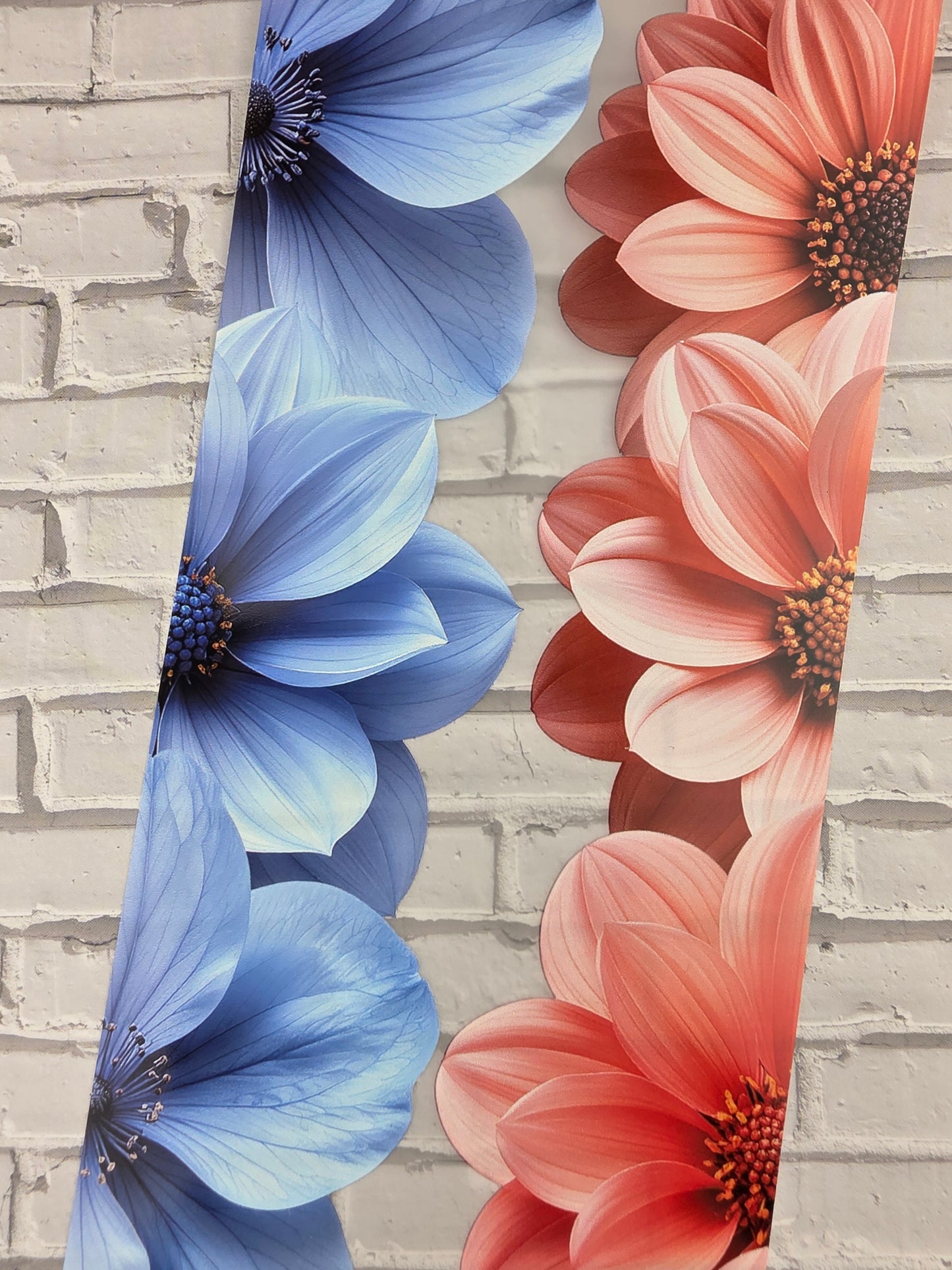 PET Tape Stickerband Flower border sky blue/coral 7cm x 1,50m