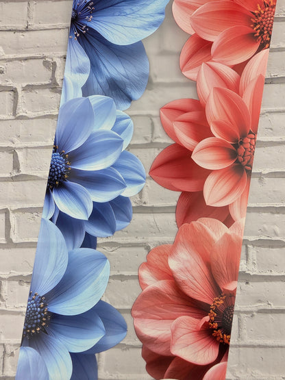 PET Tape Stickerband Flower border sky blue/coral 7cm x 1,50m