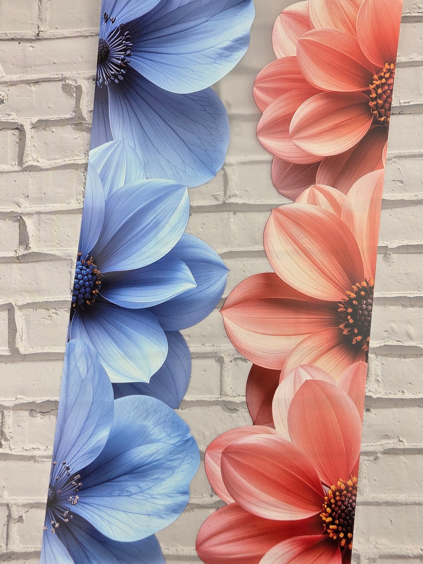 PET Tape Stickerband Flower border sky blue/coral 7cm x 1,50m
