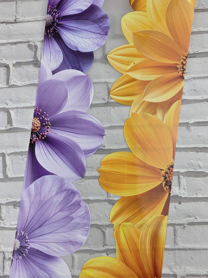 PET Tape Stickerband Flower border lilac/sunny yellow 7cm x 1,50m