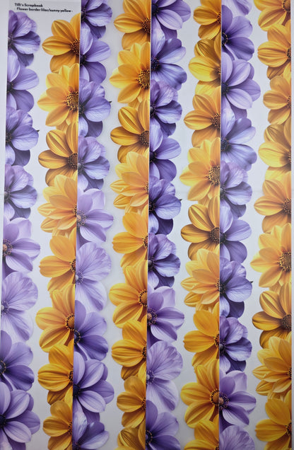 PET Tape Stickerband Flower border lilac/sunny yellow 7cm x 1,50m