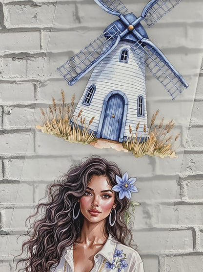 PET Tape 3D Stickerband Blue windmills 7cm x 1,50m