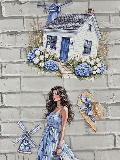 PET Tape 3D Stickerband Blue windmills 7cm x 1,50m