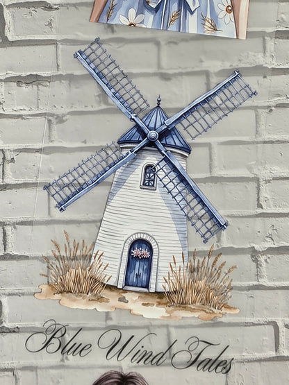 PET Tape 3D Stickerband Blue windmills 7cm x 1,50m