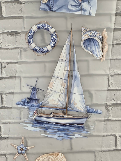 PET Tape 3D Stickerband Blue windmills 7cm x 1,50m