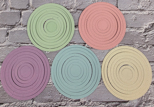 DIE Cut Stanzteile Ringe / Kreise pastell 40 Teile 250gsm