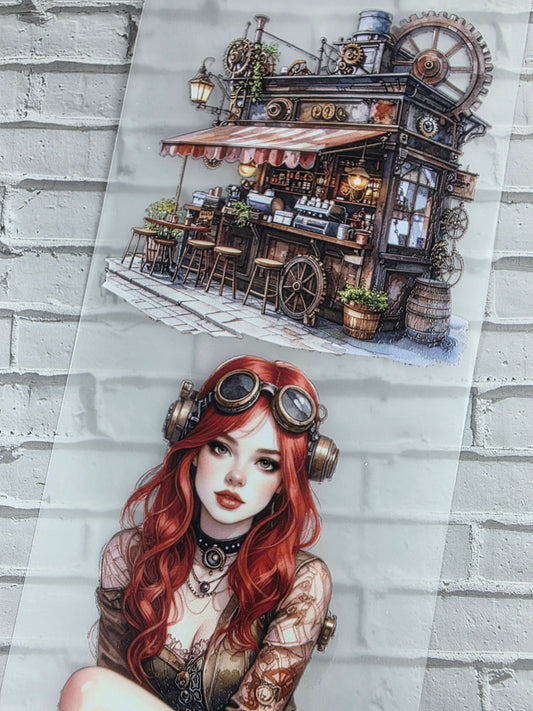 PET Tape 3D Stickerband Steampunk city ladies 7cm x 1,50m