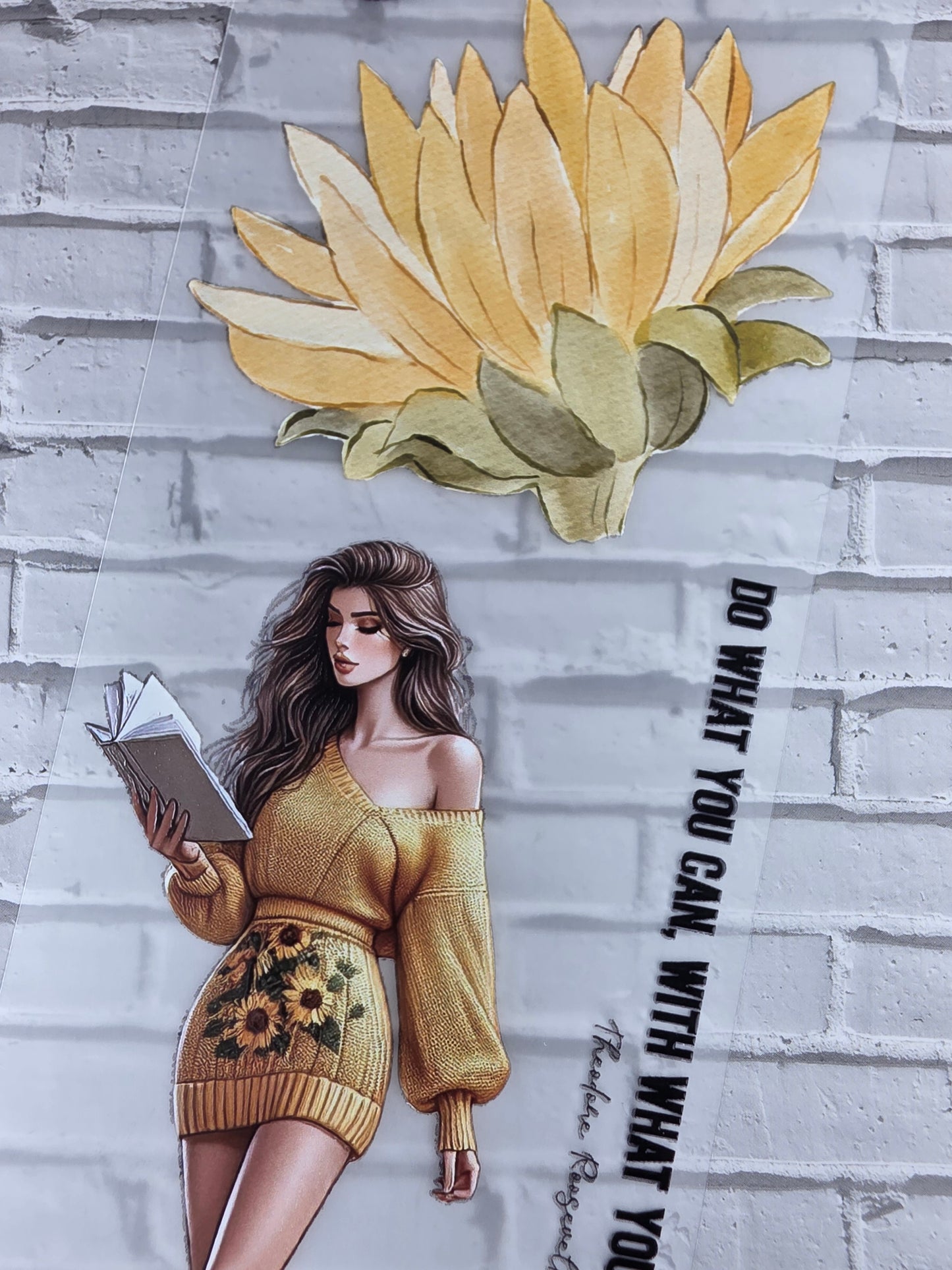 PET Tape 3D Stickerband Yellow sunflower ladies 7cm x 1,50m