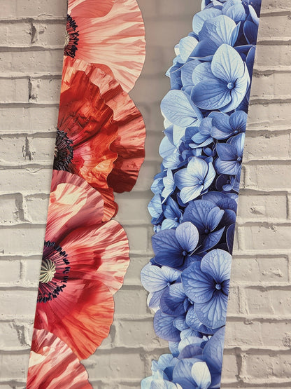 PET Tape 3D Stickerband Flower border poppie / hydrangea 7cm x 1,50m