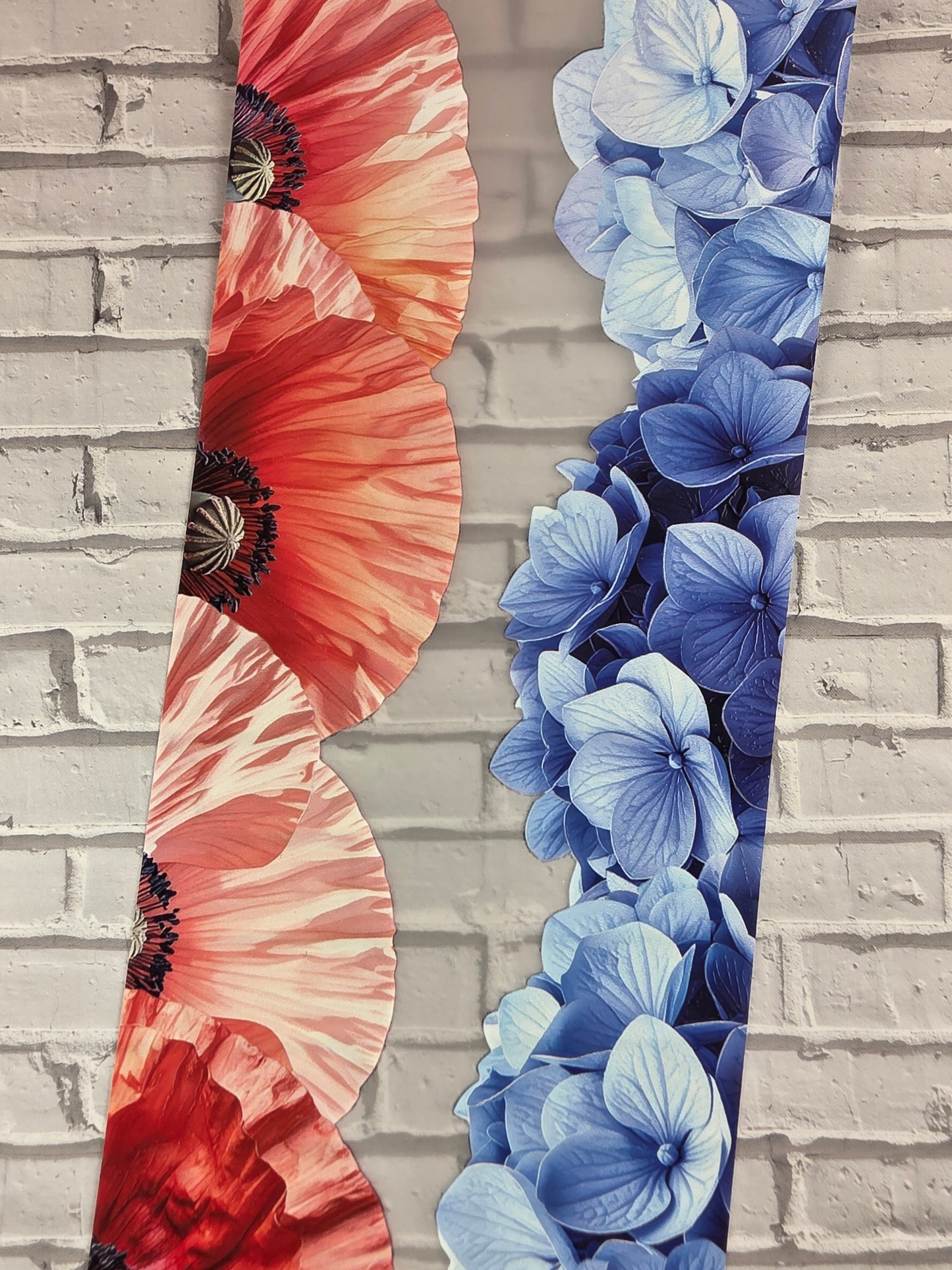 PET Tape 3D Stickerband Flower border poppie / hydrangea 7cm x 1,50m