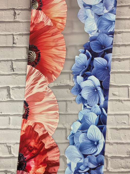 PET Tape 3D Stickerband Flower border poppie / hydrangea 7cm x 1,50m