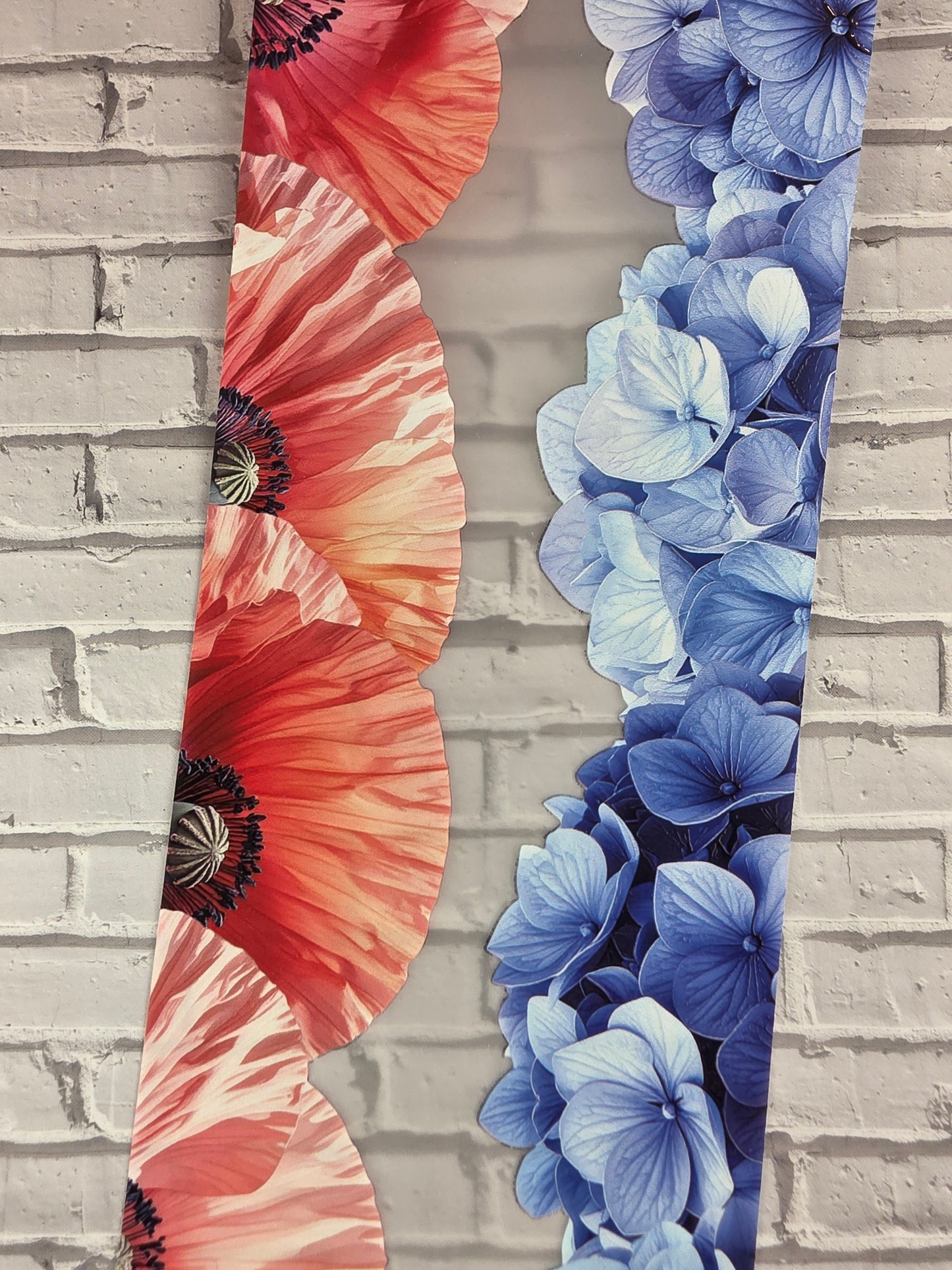 PET Tape 3D Stickerband Flower border poppie / hydrangea 7cm x 1,50m