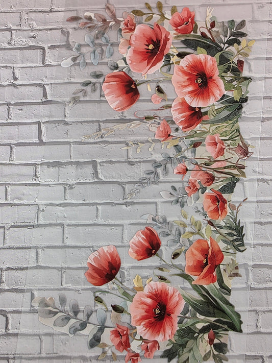 PET Tape XL 3D Stickerband Poppies backgrounds 12cm x 1,50m