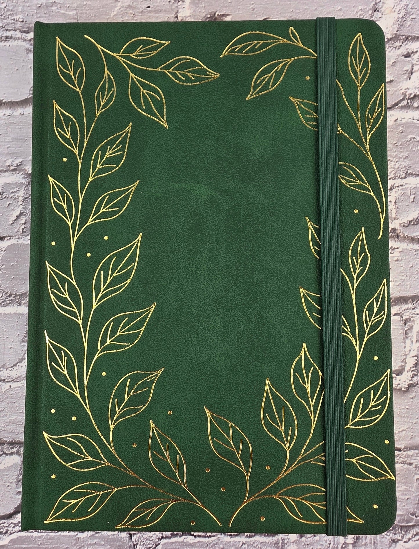 A5 Journal / Notebook / Scrapbook Grid Dot 96 Seiten (160gsm) Green Leaves
