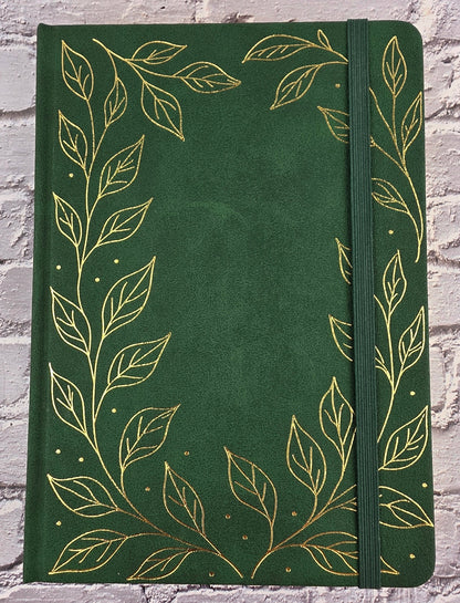 A5 Journal / Notebook / Scrapbook Grid Dot 96 Seiten (160gsm) Green Leaves