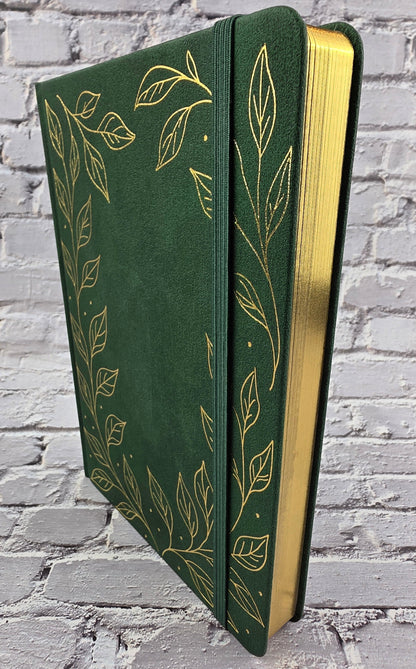 A5 Journal / Notebook / Scrapbook Grid Dot 96 Seiten (160gsm) Green Leaves