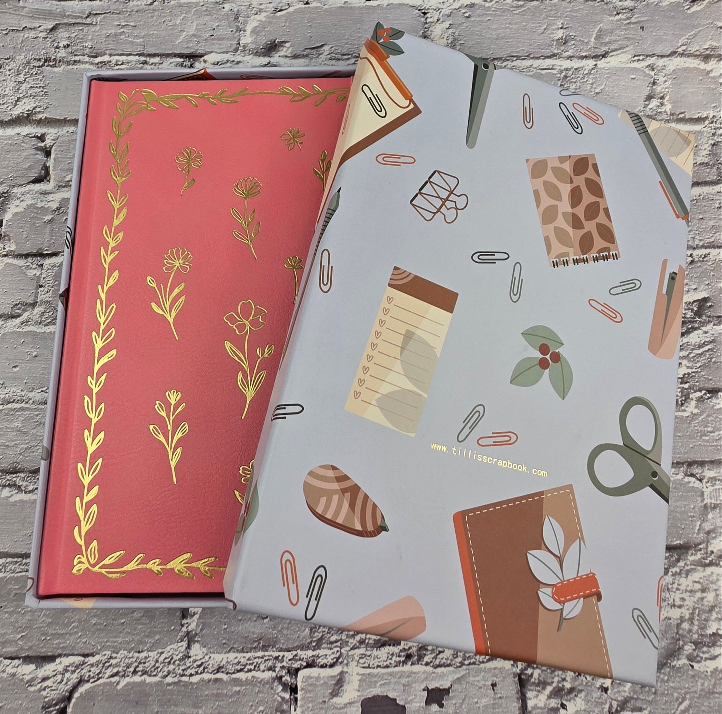 A5 Journal / Notebook / Scrapbook Grid Dot 96 Seiten (160gsm) Pink Flowers