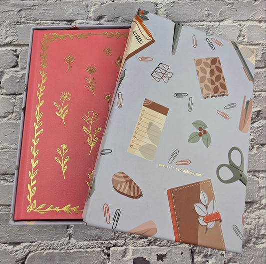 A5 Journal / Notebook / Scrapbook Grid Dot 96 Seiten (160gsm) Pink Flowers