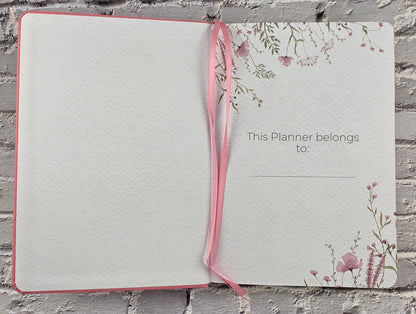 A5 Journal / Notebook / Scrapbook Grid Dot 96 Seiten (160gsm) Pink Flowers