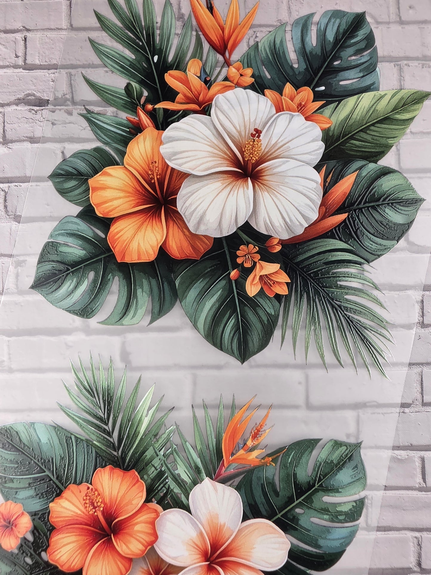 PET Tape XL 3D Stickerband Jungle flowers 12cm x 1,50m