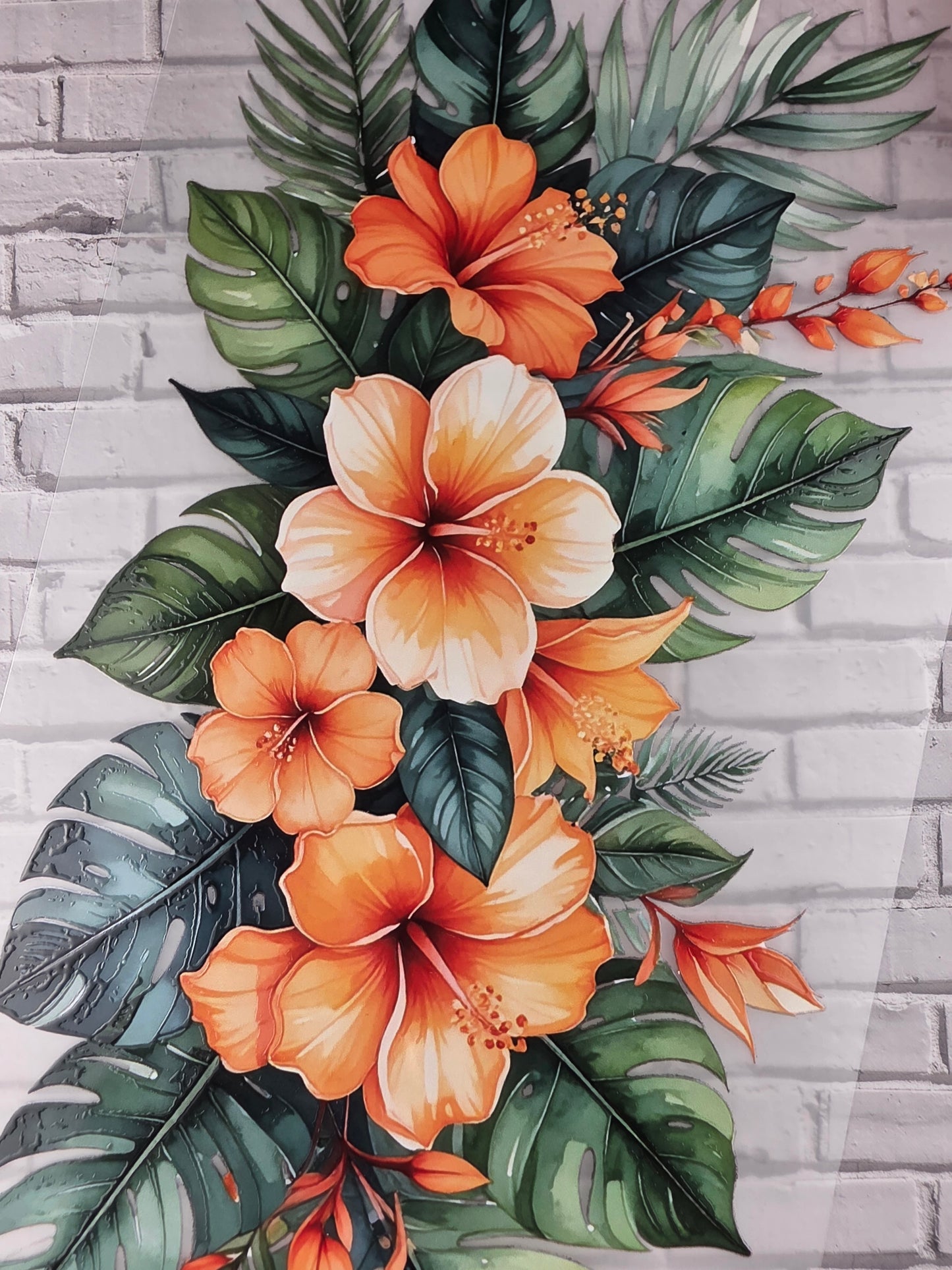 PET Tape XL 3D Stickerband Jungle flowers 12cm x 1,50m