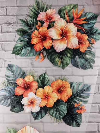 PET Tape XL 3D Stickerband Jungle flowers 12cm x 1,50m