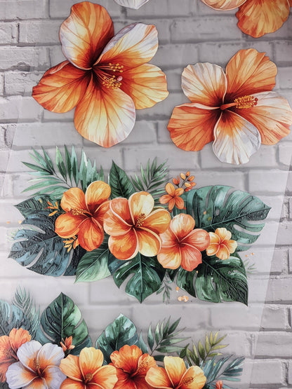 PET Tape XL 3D Stickerband Jungle flowers 12cm x 1,50m