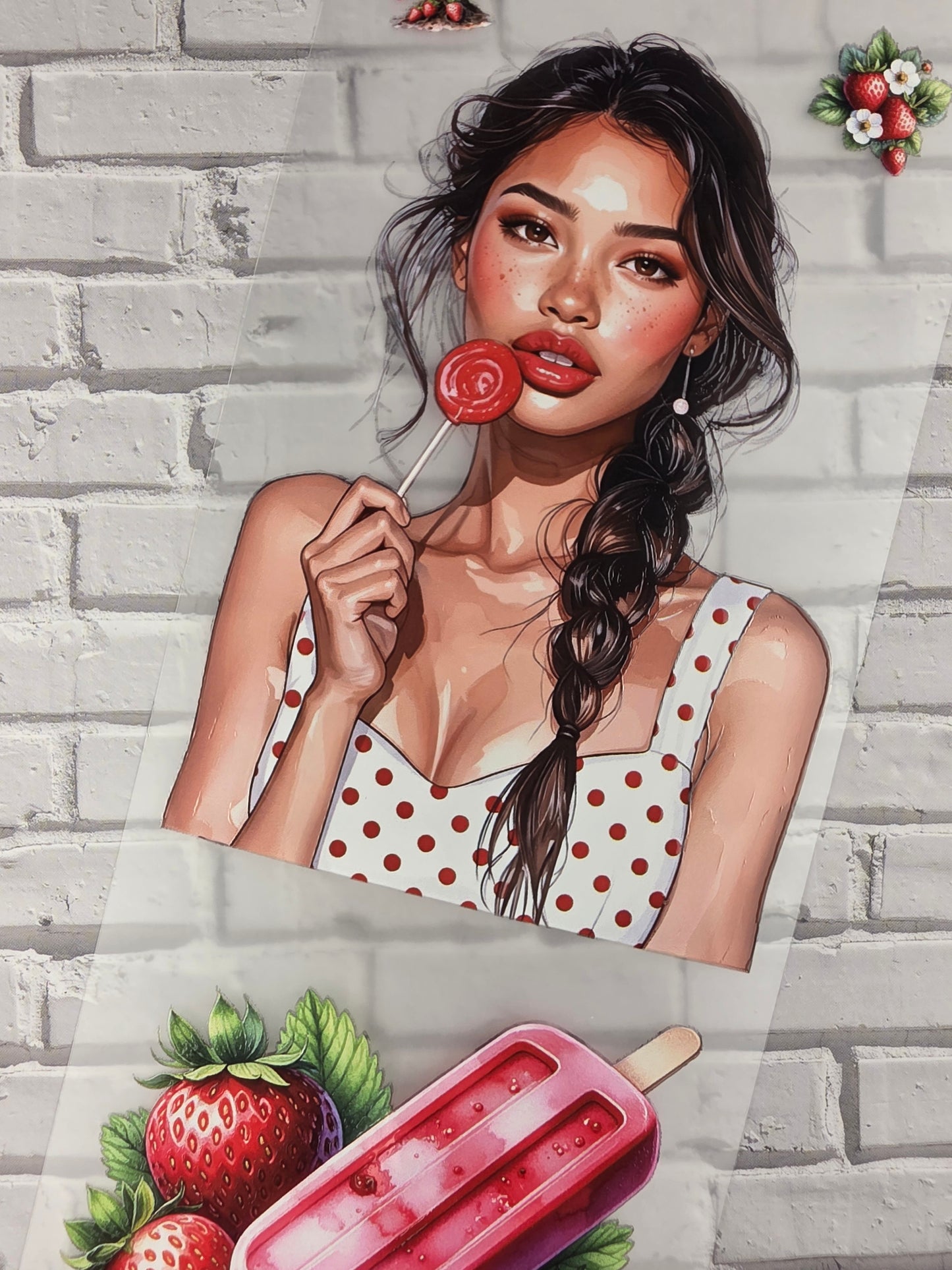 PET Tape 3D Stickerband Strawberry passion 7cm x 1,50m