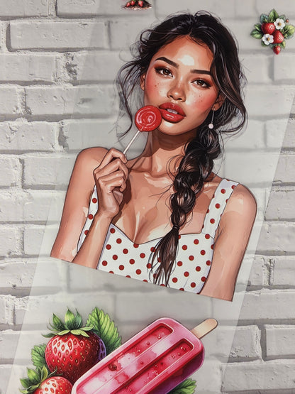 PET Tape 3D Stickerband Strawberry passion 7cm x 1,50m