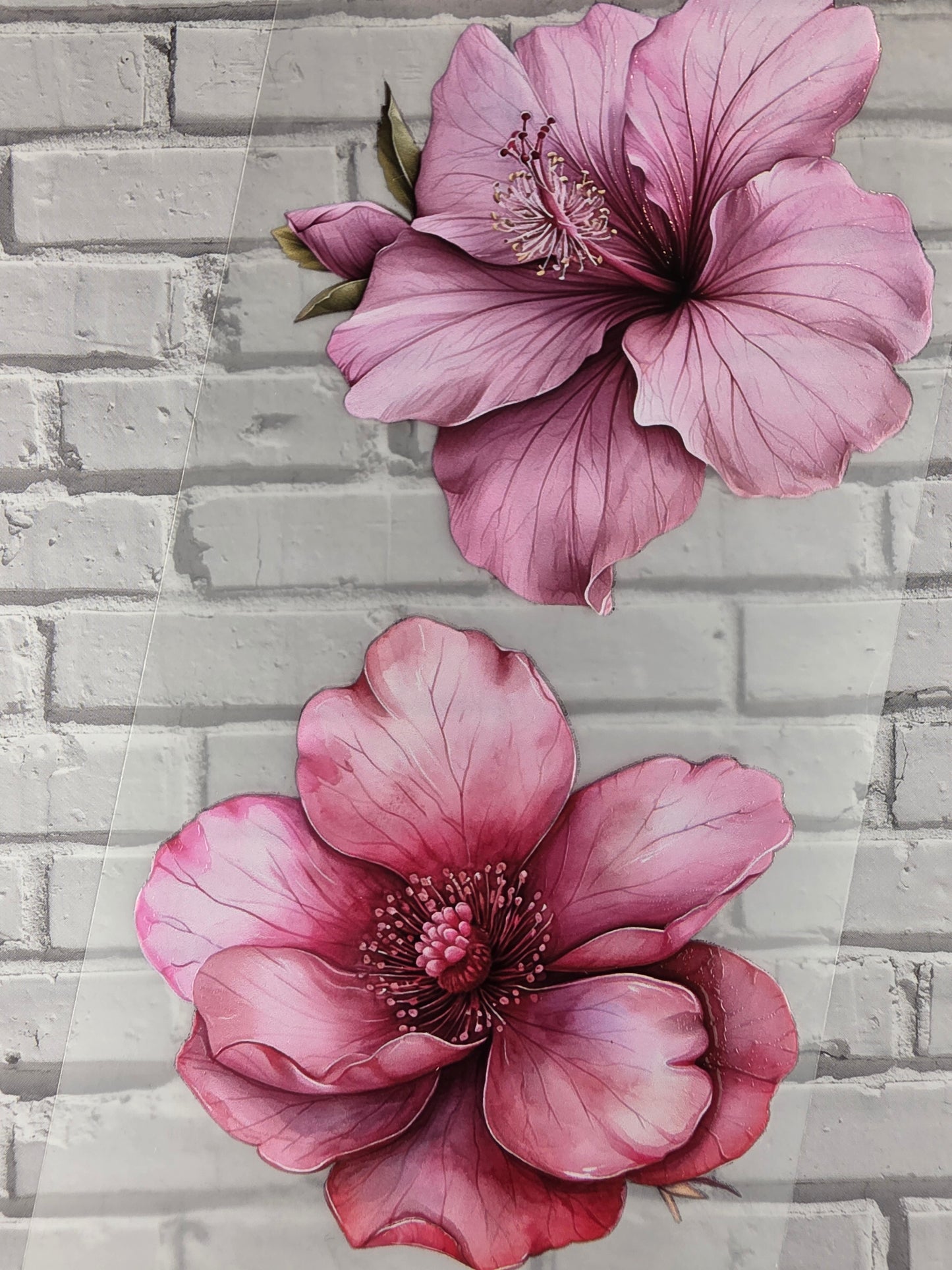 PET Tape 3D Stickerband Pink Flowers 7cm x 1,50m