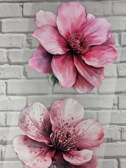 PET Tape 3D Stickerband Pink Flowers 7cm x 1,50m