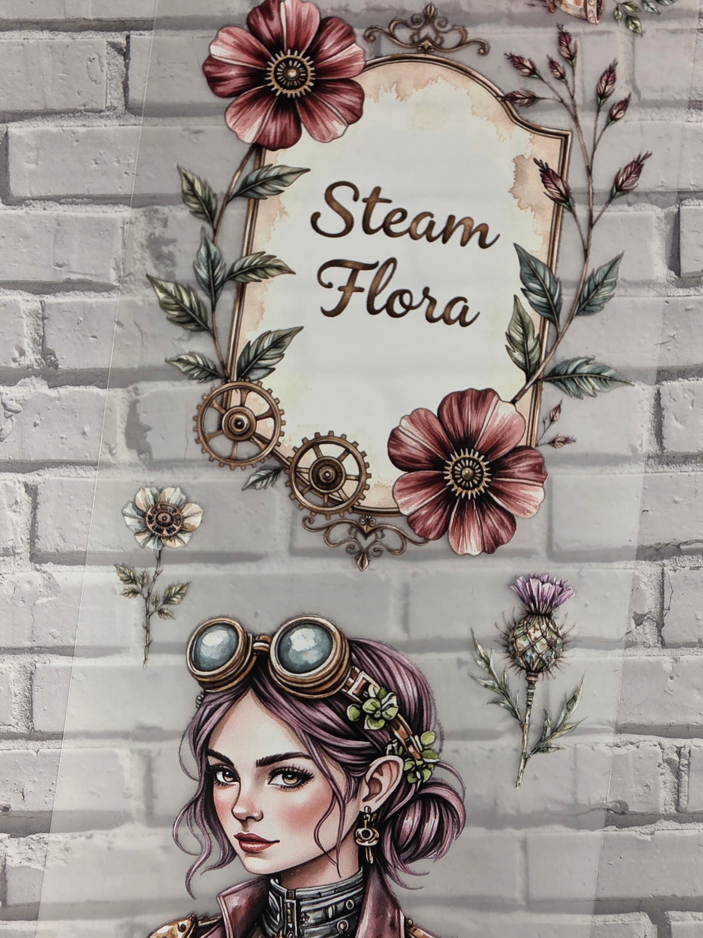 PET Tape 3D Stickerband Steampunk Flora 7cm x 1,50m