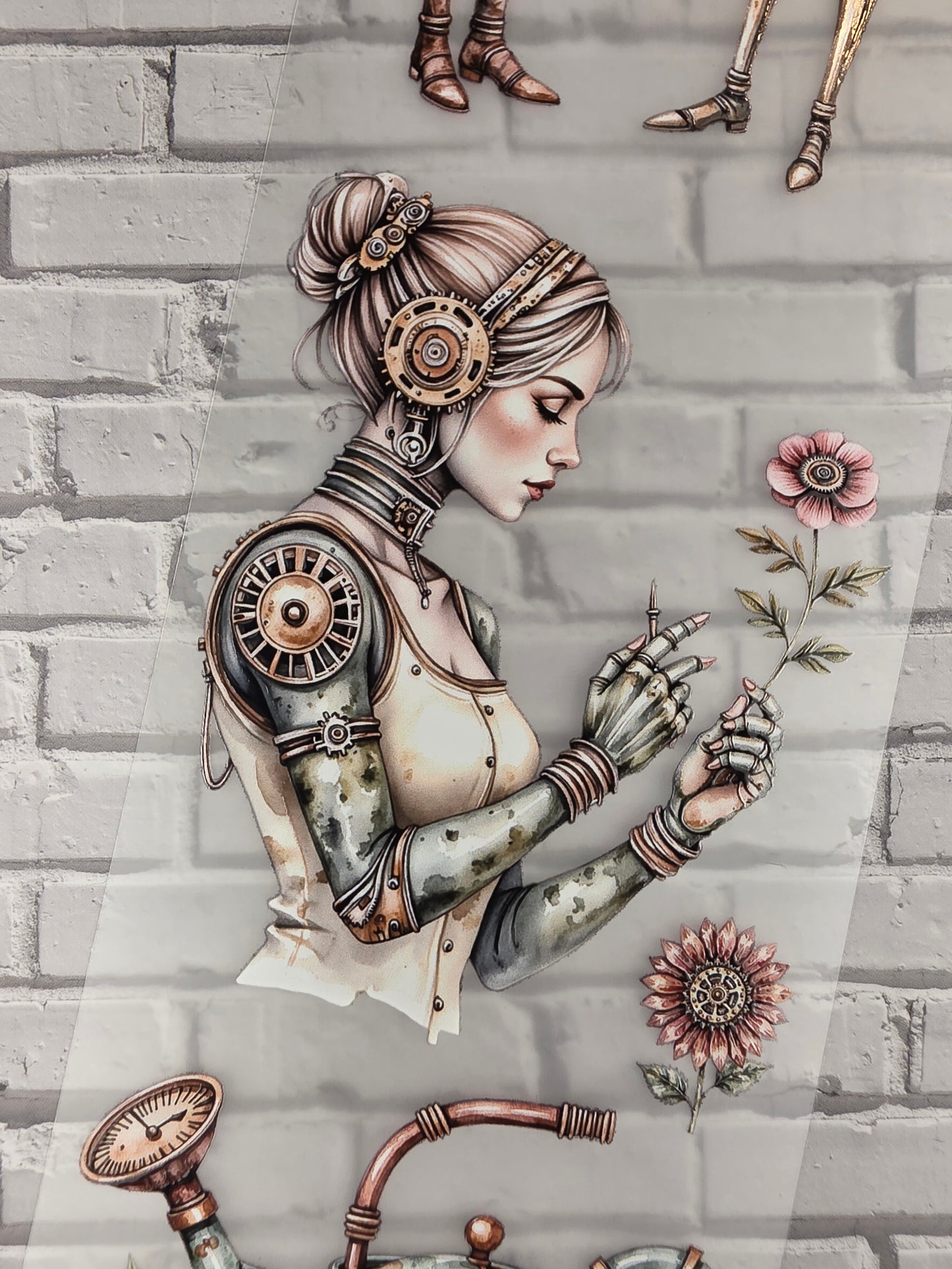 PET Tape 3D Stickerband Steampunk Flora 7cm x 1,50m