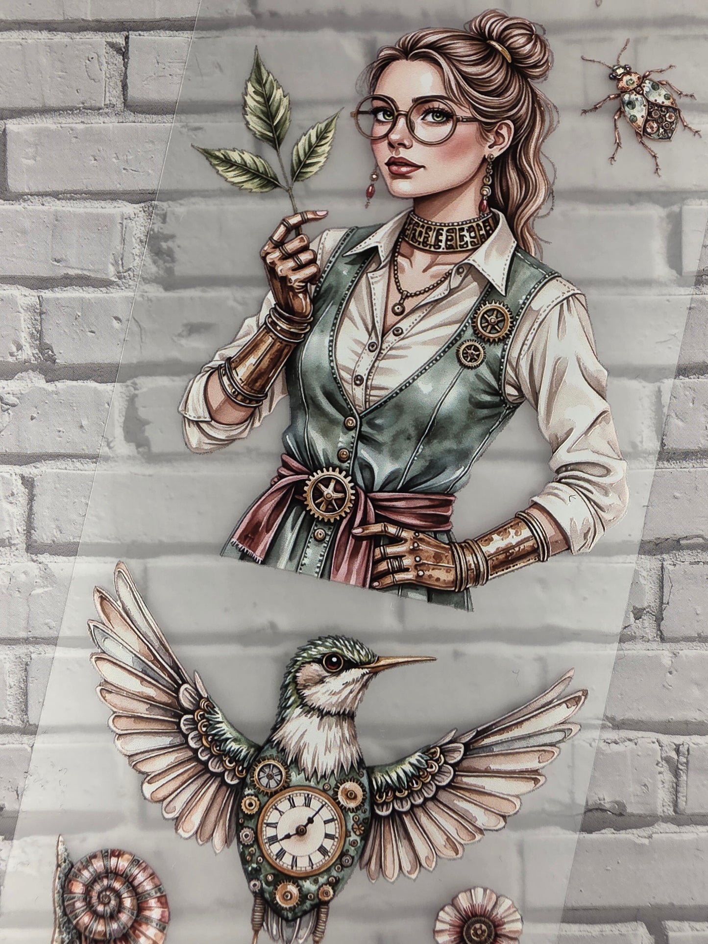 PET Tape 3D Stickerband Steampunk Flora 7cm x 1,50m