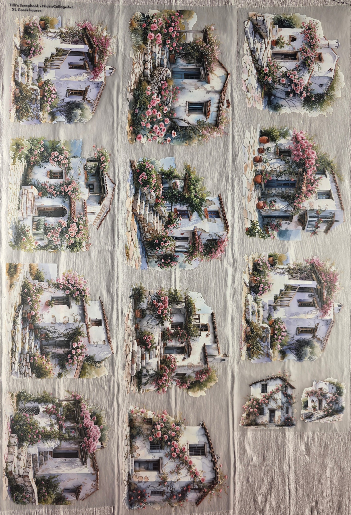 PET Tape XL 3D Stickerband NickisCollageArt Greek Houses 12cm x 1,50m