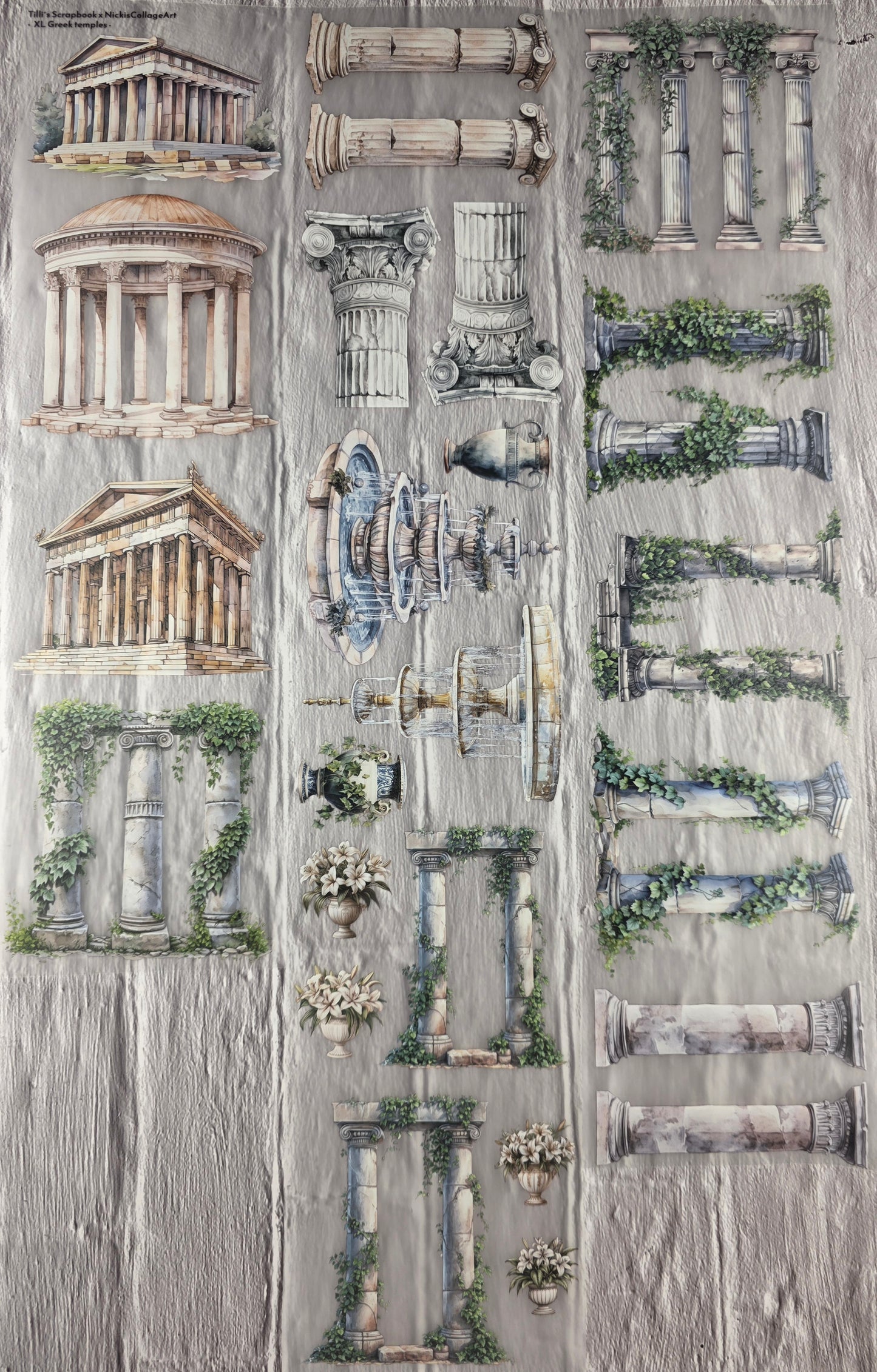 PET Tape XL 3D Stickerband NickisCollageArt Greek Temples 12cm x 1,50m