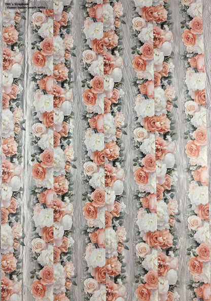 PET Tape 3D Stickerband Flower border peach/white 7cm x 1,50m