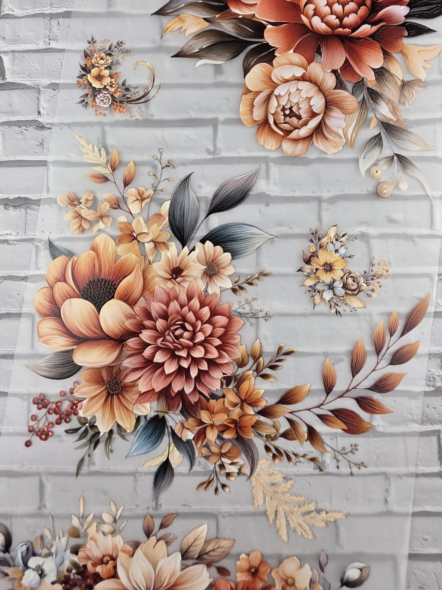 PET Tape XL 3D Stickerband Autumn Flowers 12cm x 1,50m