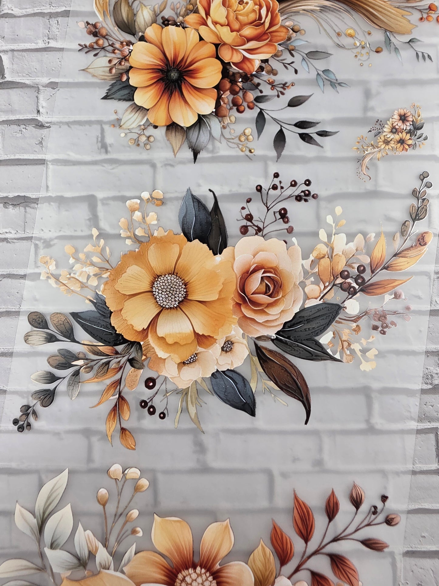 PET Tape XL 3D Stickerband Autumn Flowers 12cm x 1,50m