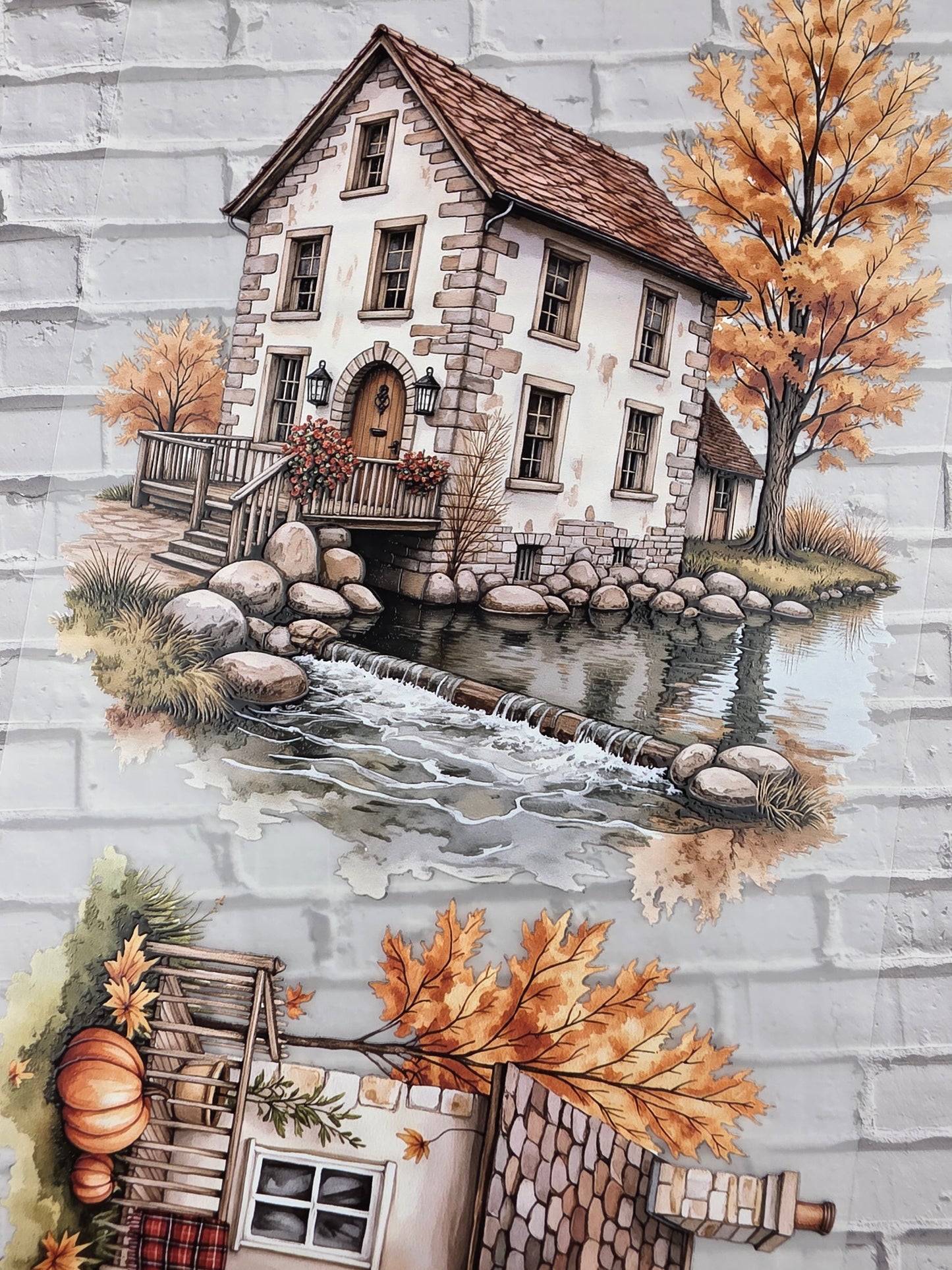 PET Tape XL 3D Stickerband Autumn Country Houses 12cm x 1,50m