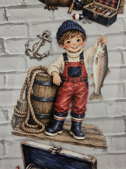 PET Tape 3D Stickerband Rustic Fishing Camp 7cm x 1,50m