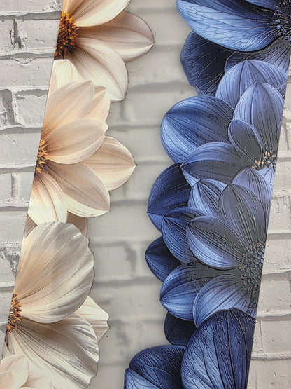 PET Tape 3D Stickerband Flower border creme/navy 7cm x 1,50m