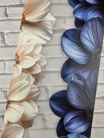PET Tape 3D Stickerband Flower border creme/navy 7cm x 1,50m