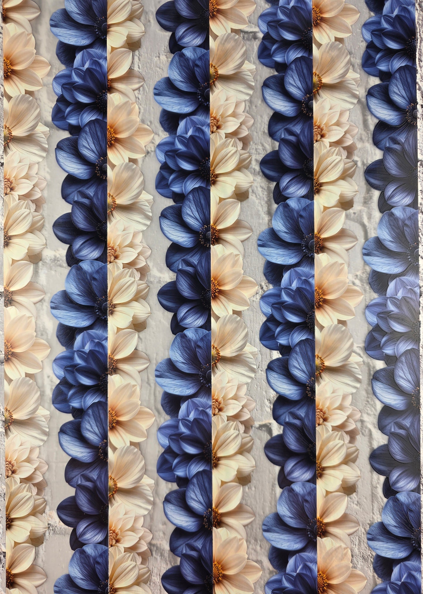 PET Tape 3D Stickerband Flower border creme/navy 7cm x 1,50m