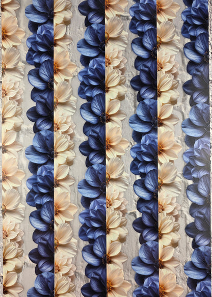PET Tape 3D Stickerband Flower border creme/navy 7cm x 1,50m