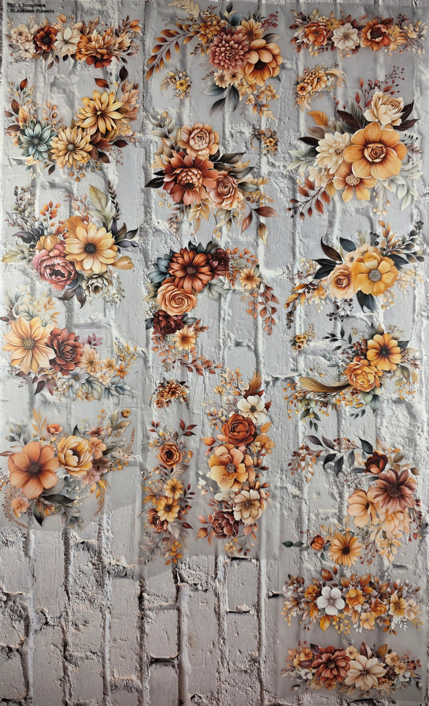 PET Tape XL 3D Stickerband Autumn Flowers 12cm x 1,50m