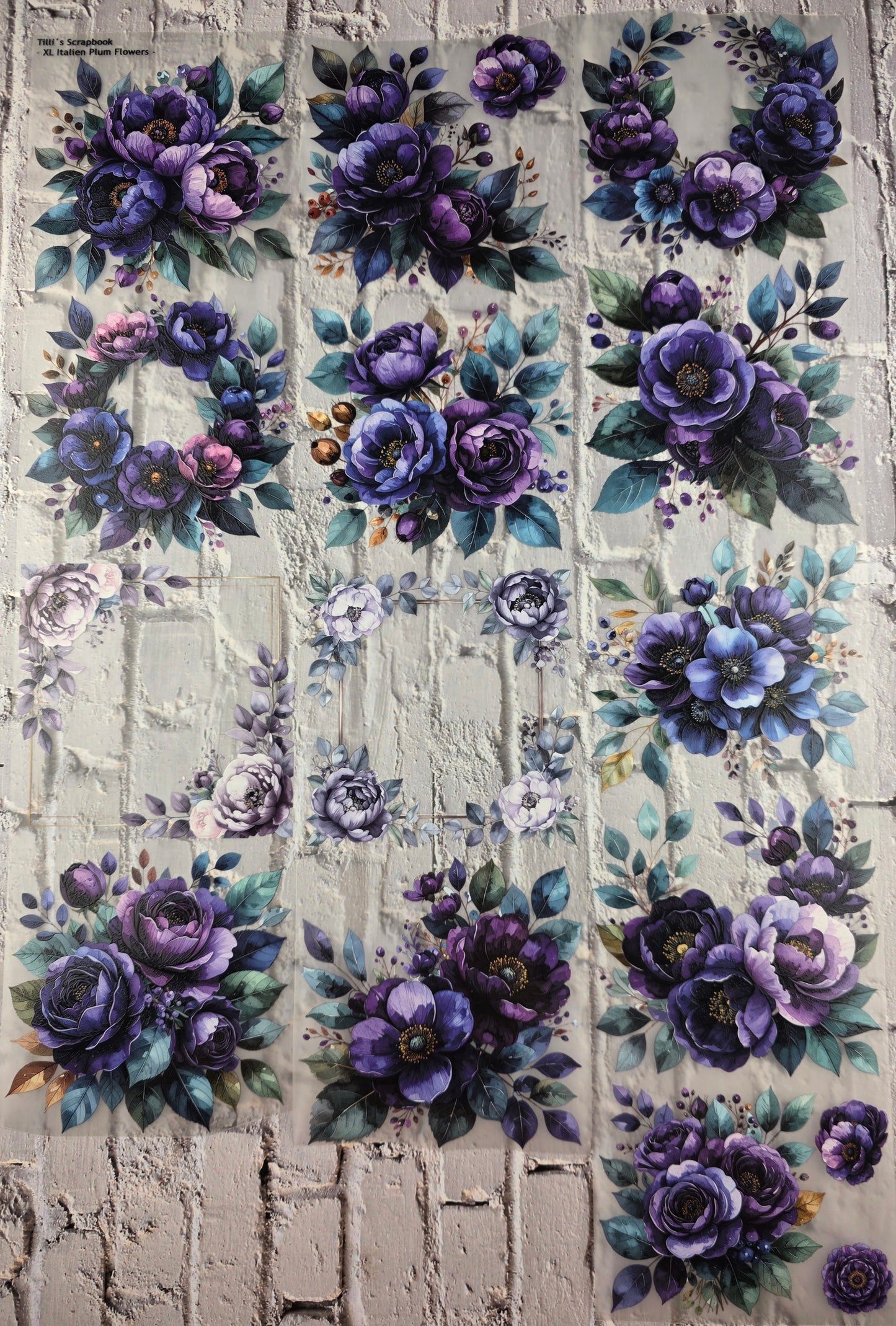 PET Tape XL 3D Stickerband Italien Plum Flowers 12cm x 1,50m